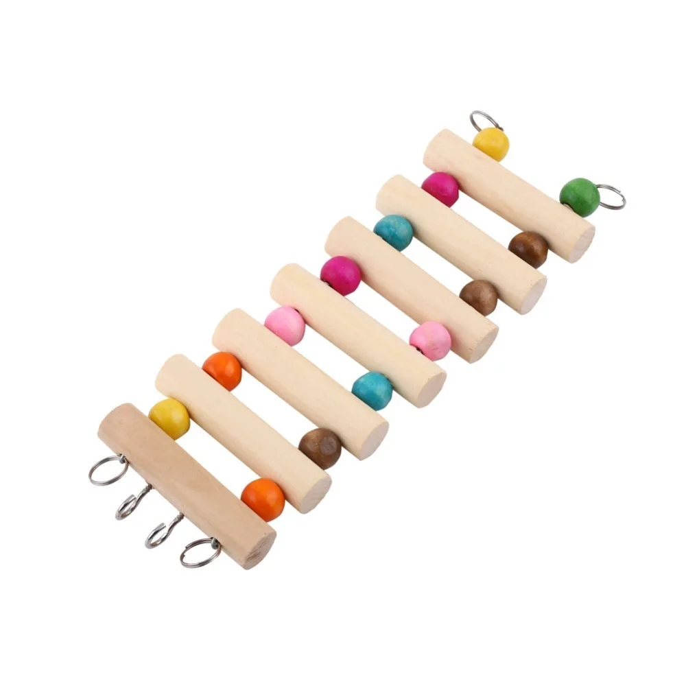 Wooden Material Pet Ladder Bridge Bendable Structure 5-Step Design Hamster Climbing Toy Gnawing Surface Durable Build