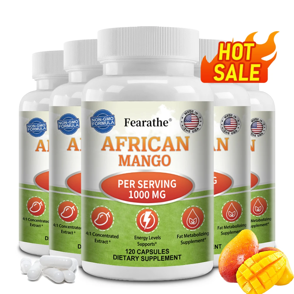 1000mg African Mango Capsules, Support Daily Metabolism Balance, Stable Appetite, Physical Energy & Immune System Wellness