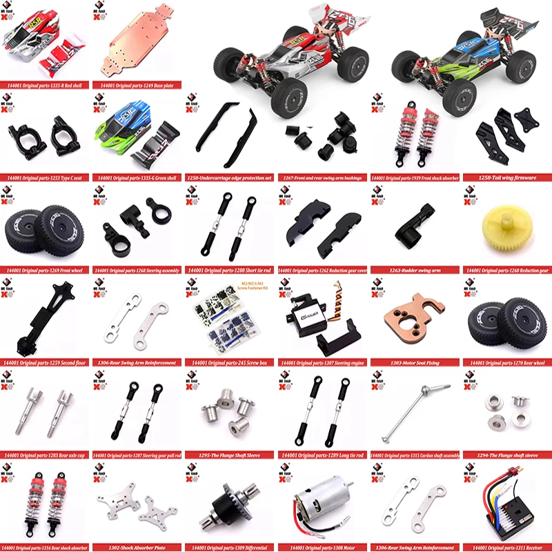 

WLtoys 144001 1/14 RC car spare parts Reduction gear cover Shock Absorbers Tire Plastic Swing arm C Seat vehicle bottom motor