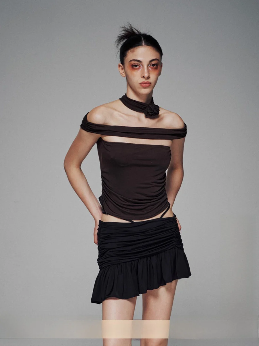 

Женский топ-жилет с рюшами на плечах и вырезом-халтером, оригинальный дизайн, летняя коллекция от DEARSOCUTE Handpied Store