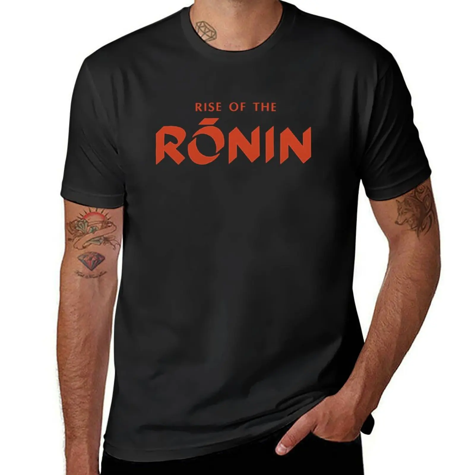

Faux embroidery rise of the ronin title T-Shirt quick drying plain cotton man t-shirts t shirts for men