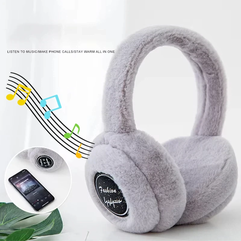 الشتاء في الهواء الطلق أفخم غطاء للأذنين بلوتوث اللاسلكية لطيف الدافئة الفراء سماعات سماعات بلون ستيريو سماعة رأس لاسلكية #1