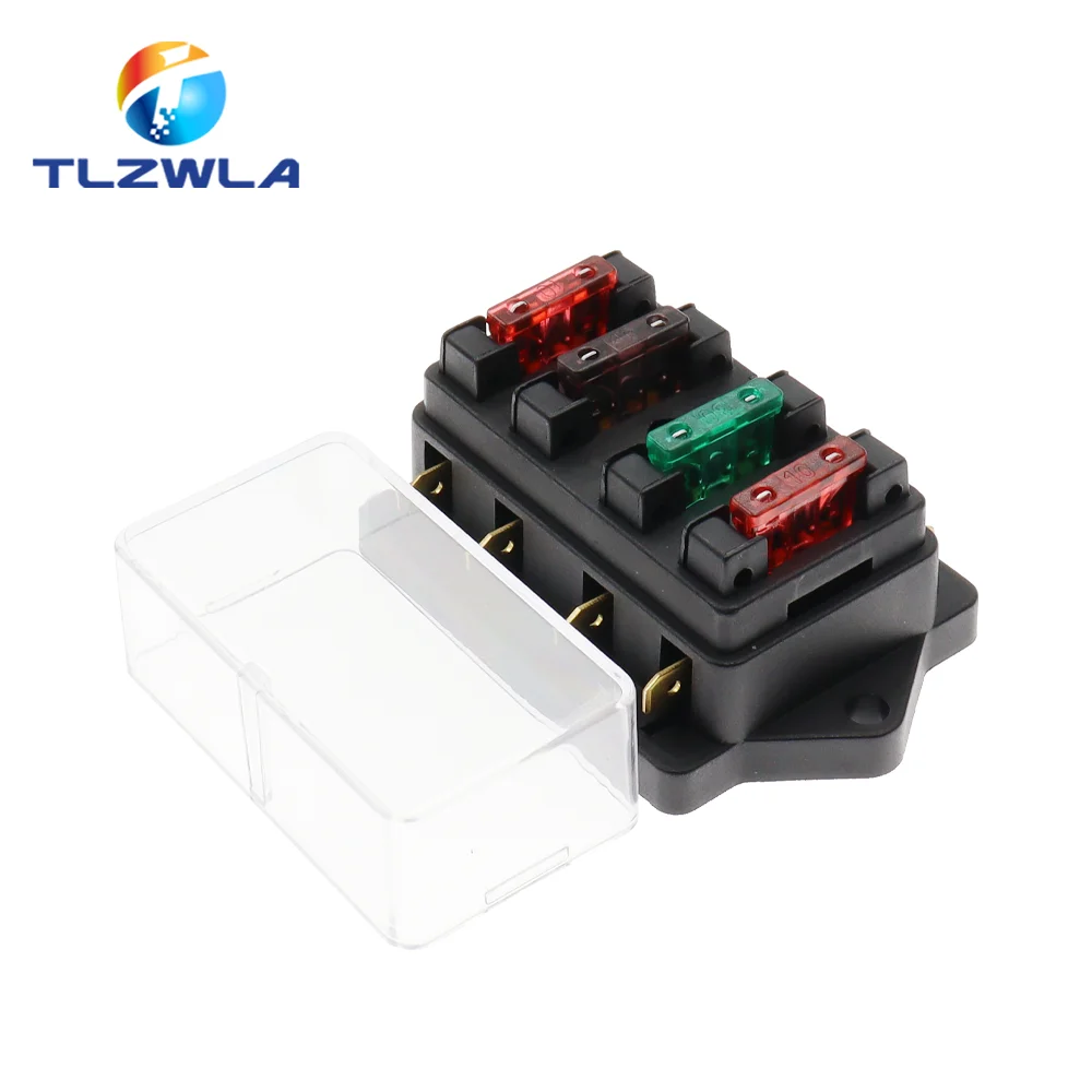 4/6/8/12 Way Car Fuse Box Car Fuse Holder Car Truck Auto Blade Fuse Box with 4/6/8/12 Fuses for 12V 24V ATO Standard Circuit