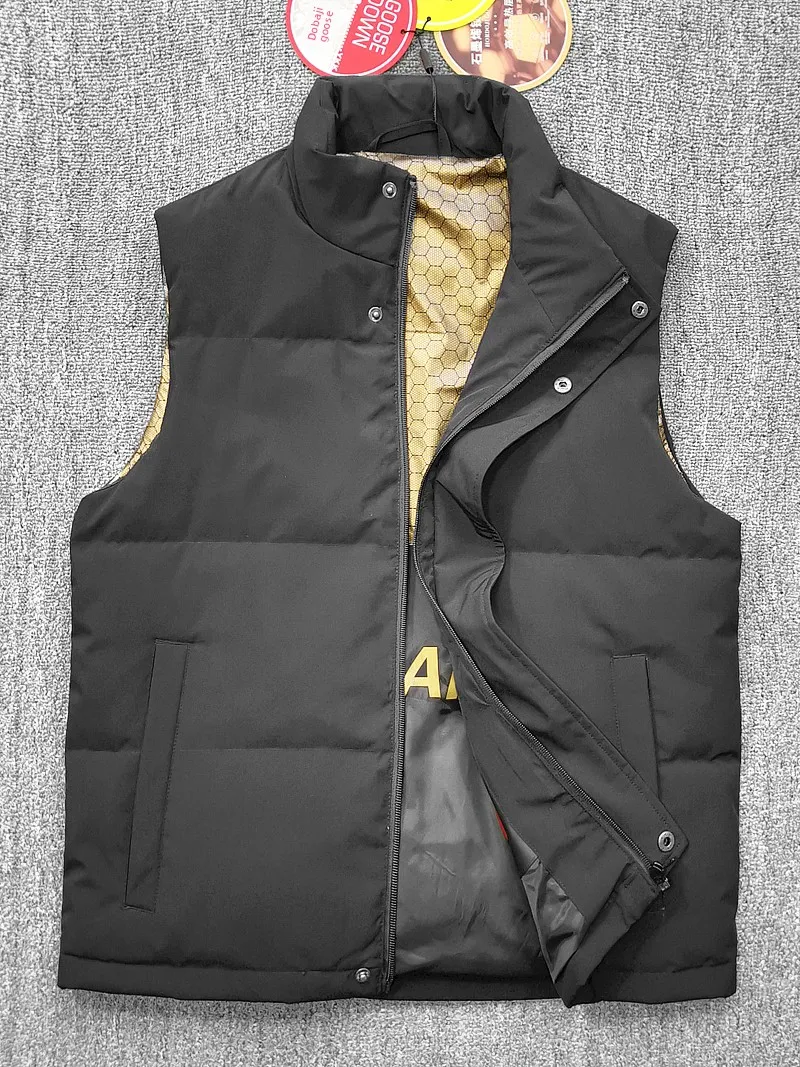 

Утепленный мужской жилет из 90% гусиного пуха (Hungarian 90 Goose down aphene) с воротником-стойкой, ветрозащитный, водонепроницаемый, осенний, свободного кроя, молодежный, модный.