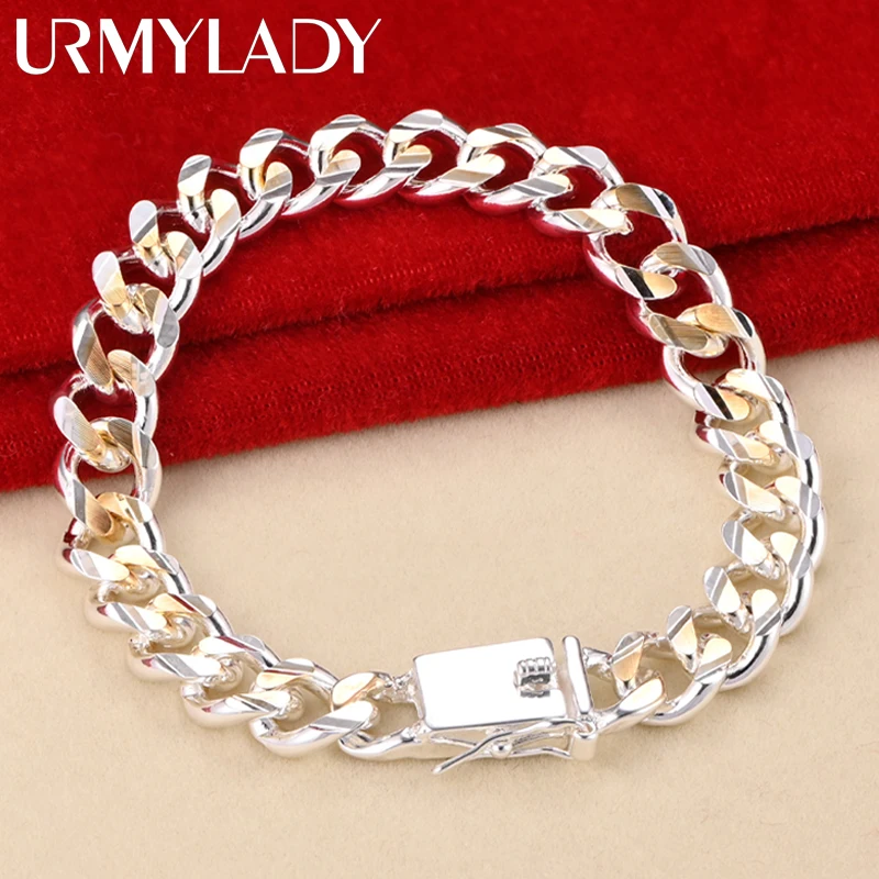 925 Silver Gold Exquisite 10mm Chain Men Women Chain Noble Wedding Bracelet Fashion Charm Wedding Birthday Gift Some Style