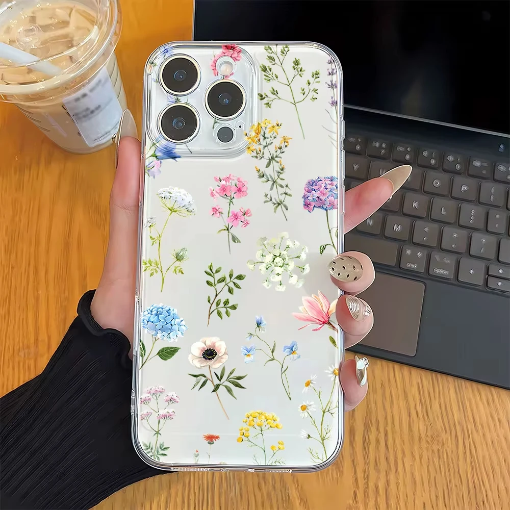 Phone Case ForSamsung Galaxy S26 S25 S24 Ultra S23 Note 20 S22 FE Plus A55 A34 A36 A54 A33 A56 Silicone Full Screen Floral Cover