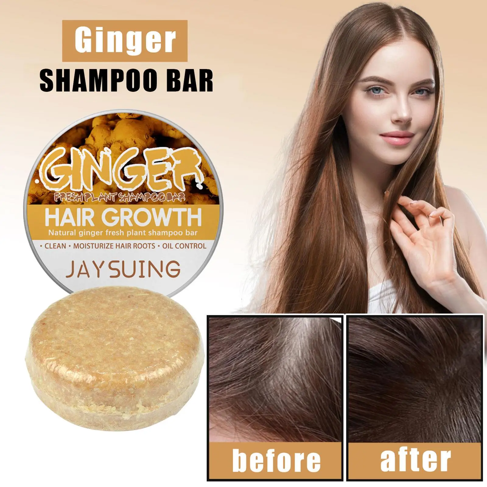 60g Ingwer handgemachte Haar Shampoo Seife kalt verarbeitete Haar Pflanze Haarpflege reine Shampoo Shampoo Bar Shampoos d7w3