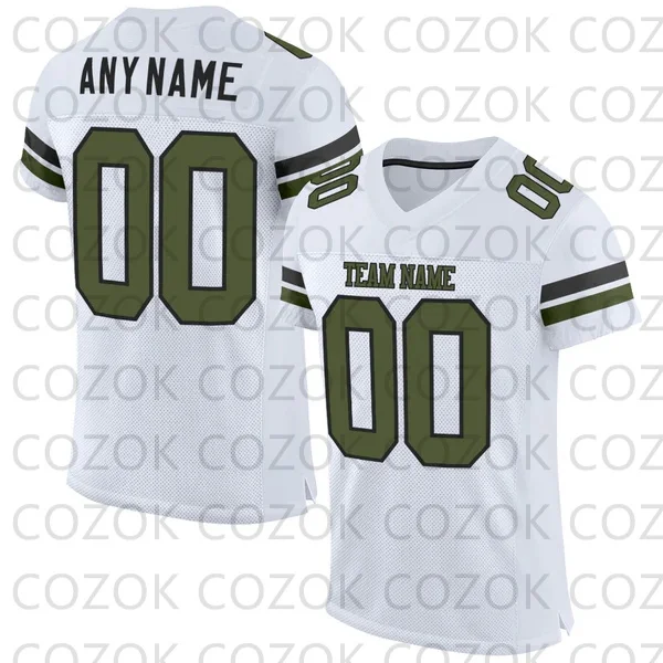 

Custome White Green Football Jerseys for Men Women Unisex Football Short Sleeves Athletic Tee Shirts