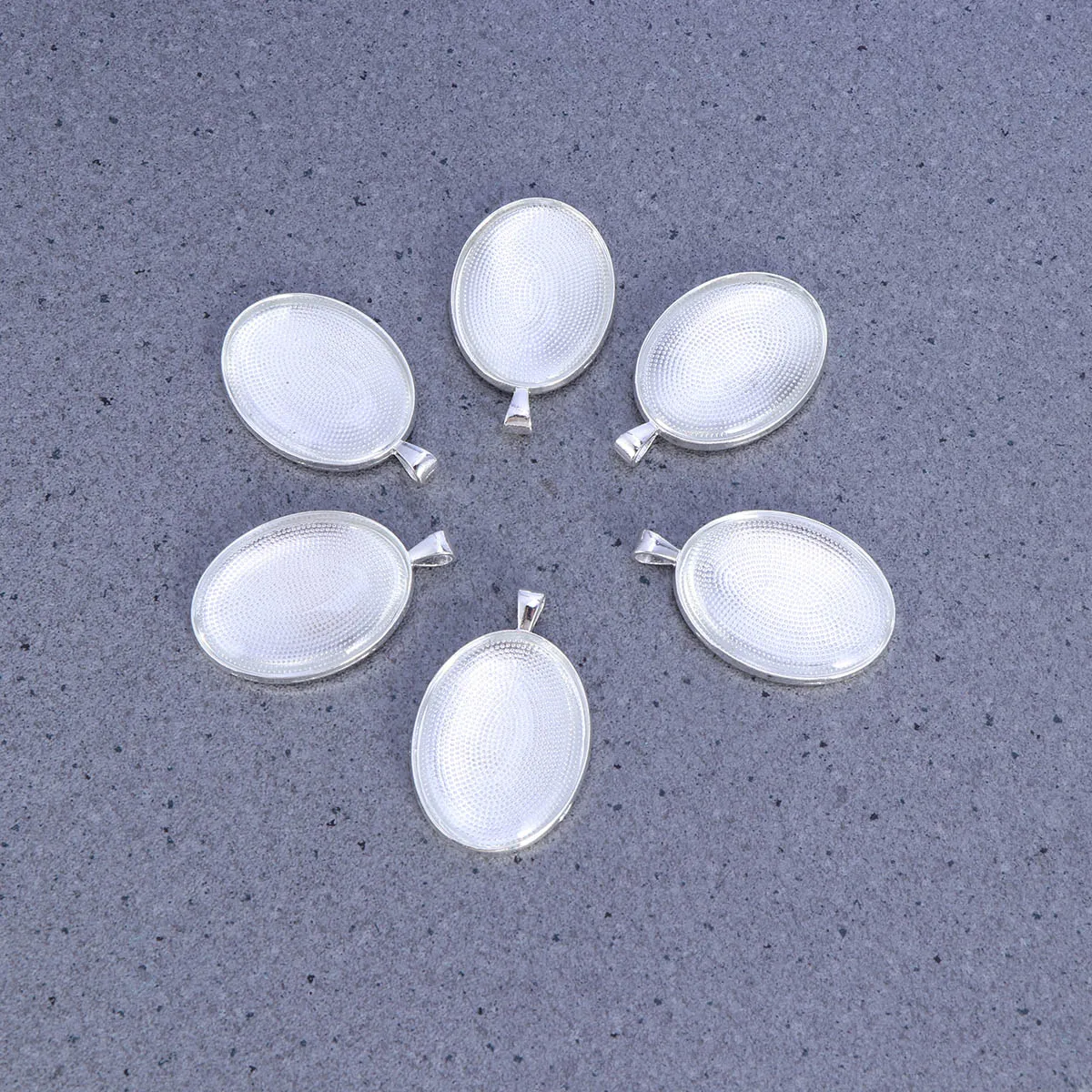 

6pcs 30X40Mm Diy Oval Pendant Alloy Tray Bezel Glass Chain Resin Craft Jewelry Kit Clear Dome Flat Back Fashion Costume