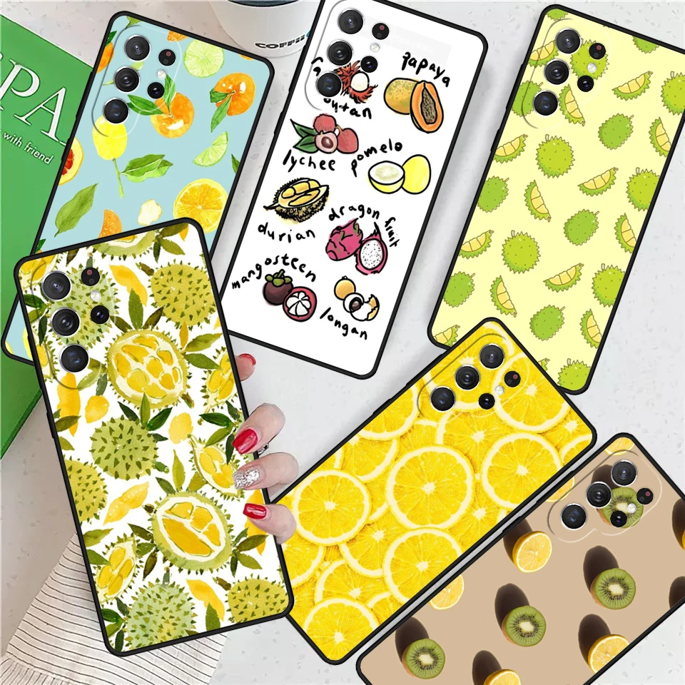 Fruit lemon orange durian For Samsung Galaxy S24 Ultra S21 S22 S8 S9 S10E Note 10 20 Plus FE S23 Phone case Cover Coque