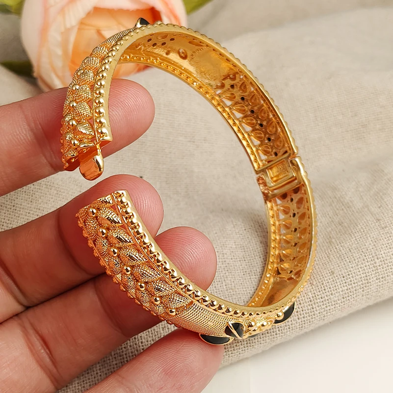 Gold Color Bangles For Women Men 18K Gold Plated Bracelet Jewelry Nigerian Wedding Party Gift Dubai Bracelet image 5