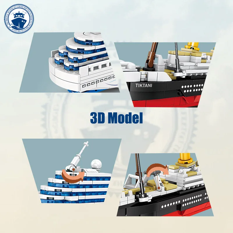 City MOC Classic Sea Cruise 3D Titanic Model Building Blocks DIY Retro Ship Assemble Boat Bricks Toys For Children Gifts