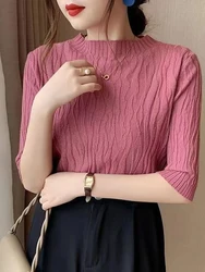 Spring Summer Korean Fashion Solid Sweater Women Short Sleeve Tops Pull Femme Casual Slim Female Pullover Knitted Clothes