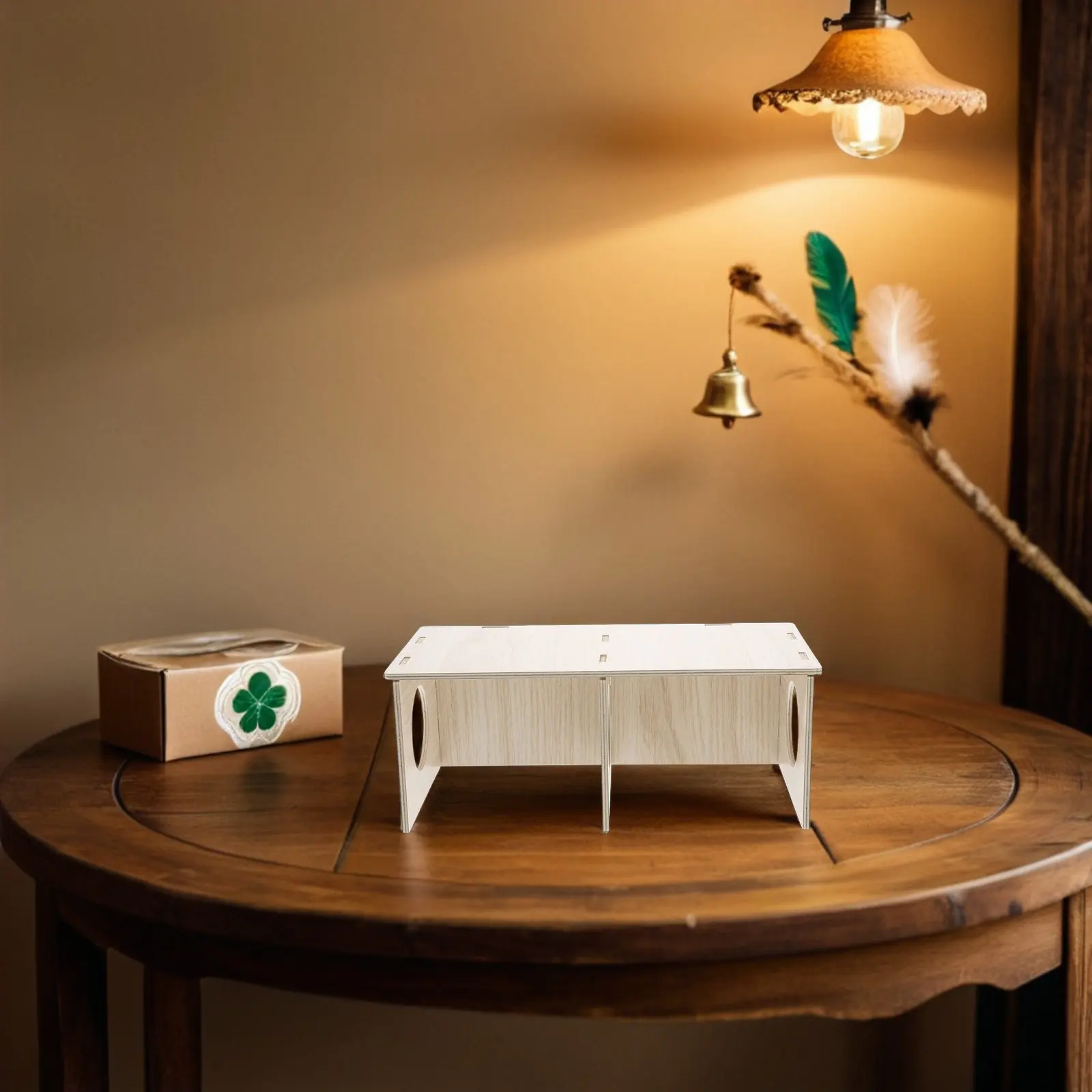 Natural Wood Hamster Hideout 3 Piece Multi Chamber Small Pet House Shelter for Hedgehogs Gerbils Squirrels