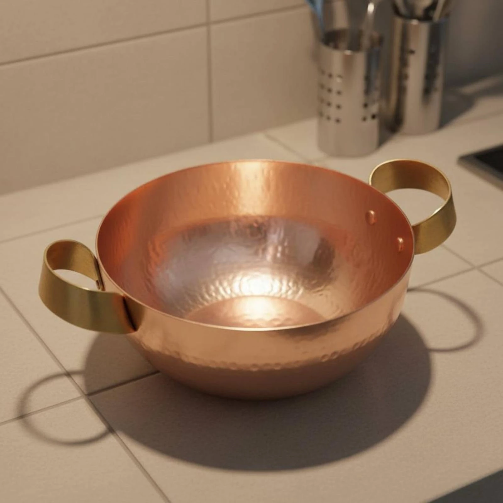 Hammered Copper Pot Side Handles Handmade Copper Pot Houseware Rustic Farmhouse Aesthetic