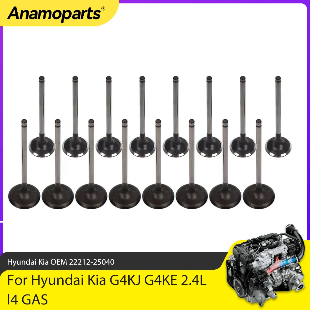 Engine Parts Intake Exhaust Valve Set Fit 2.4 L G4KJ G4KE For 06-15 Hyundai Sonata Tucson Kia Forte Sorento Optima 2.4L L4 GAS