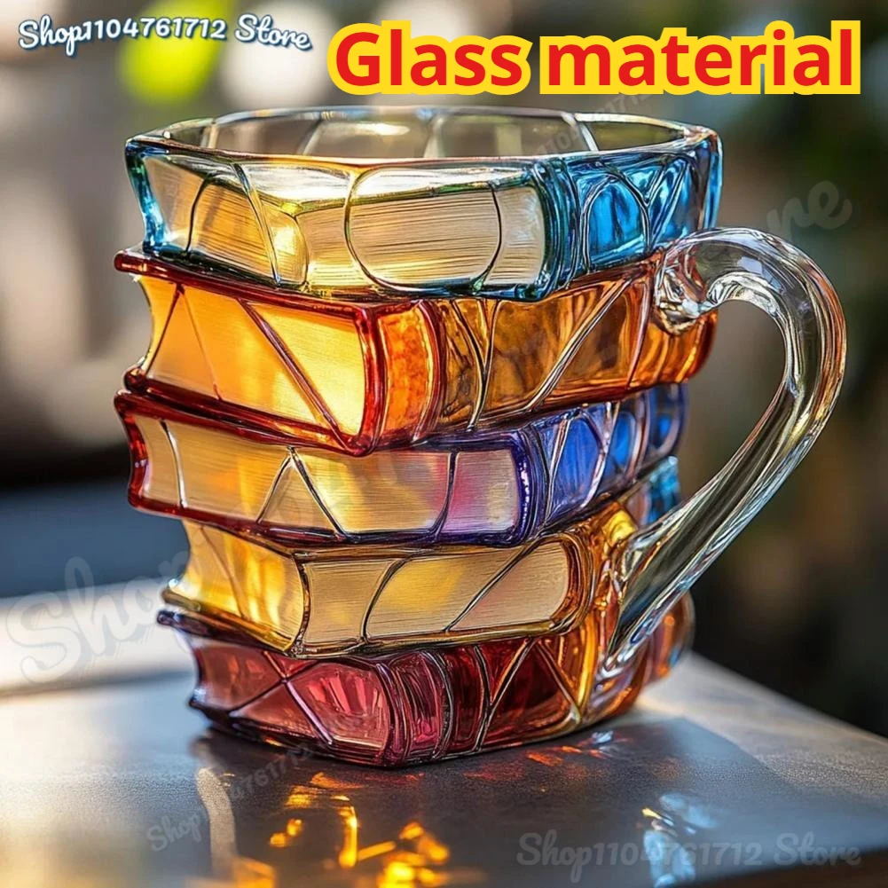 

Painted Book Mug Glass Drink Coffee Cup 11oz Reading-inspired Mug Novelty Book Lover Mug Drinkware Literary Lover Gifts