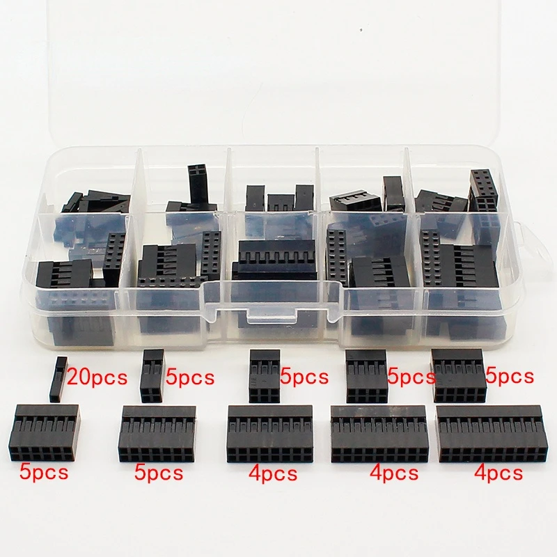 Double row Dupont Kit 1P/2*2/2*3/2*4/ 2*5/2*6/2*7/2*8/ 2*9/ 2*10Pin Housing Plastic Shell Terminal Jumper Wire Connector set