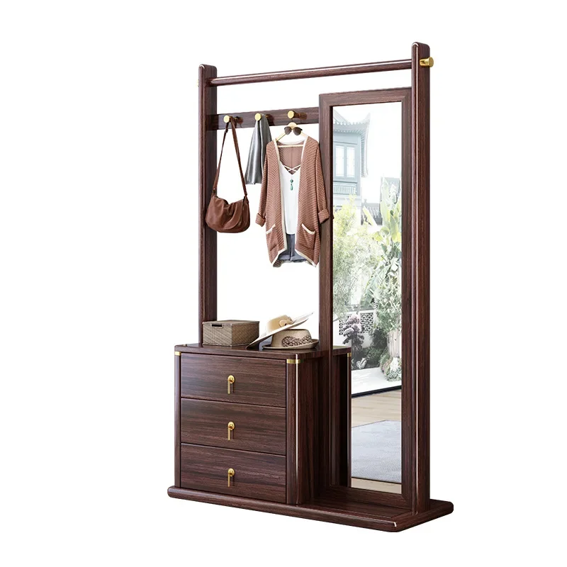 Ebony solid wood coat rack floor-to-ceiling light luxury household bedroom living room entry door simple hanger
