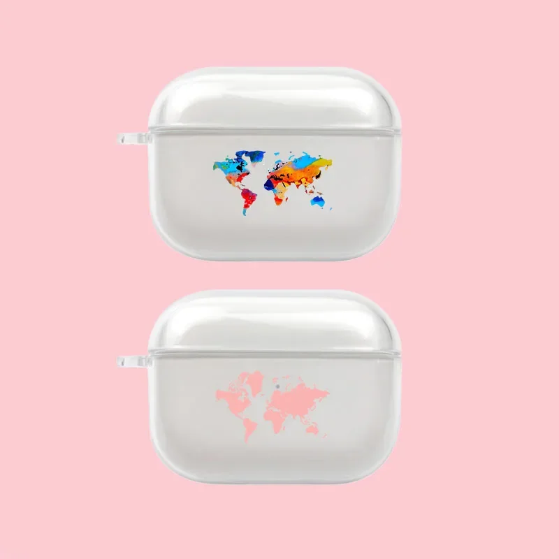 Mode Weltkarte Klar Kopfhörer Fall für Airpods 4th 3rd 2 Pro Soft Cover für Airpod 2 3 1 schutzhülle Zubehör Shell Fundas