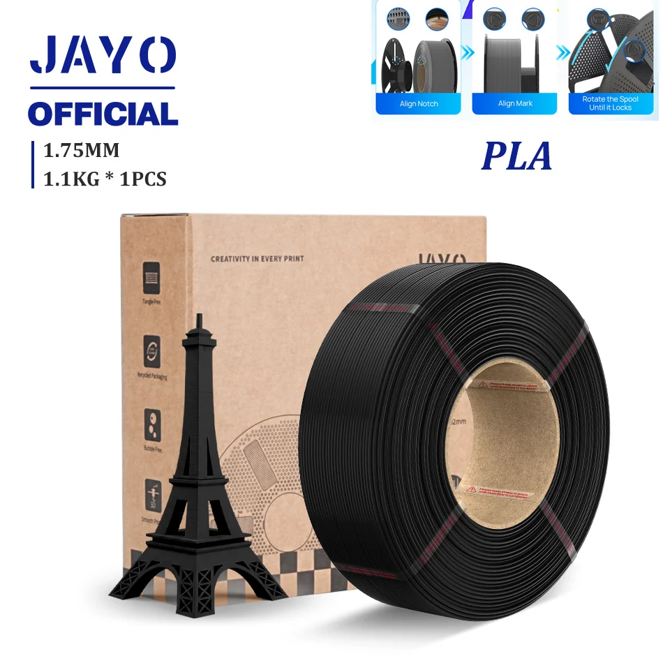 JAYO 3D-Drucker-Filament Nachfüllpack PLA/PETG/PLA+ Nachfüll-Filament 1,1 kg ohne Spule PLA-Filament für wiederverwendbare Spulen Kompatibel mit Bambu Labs