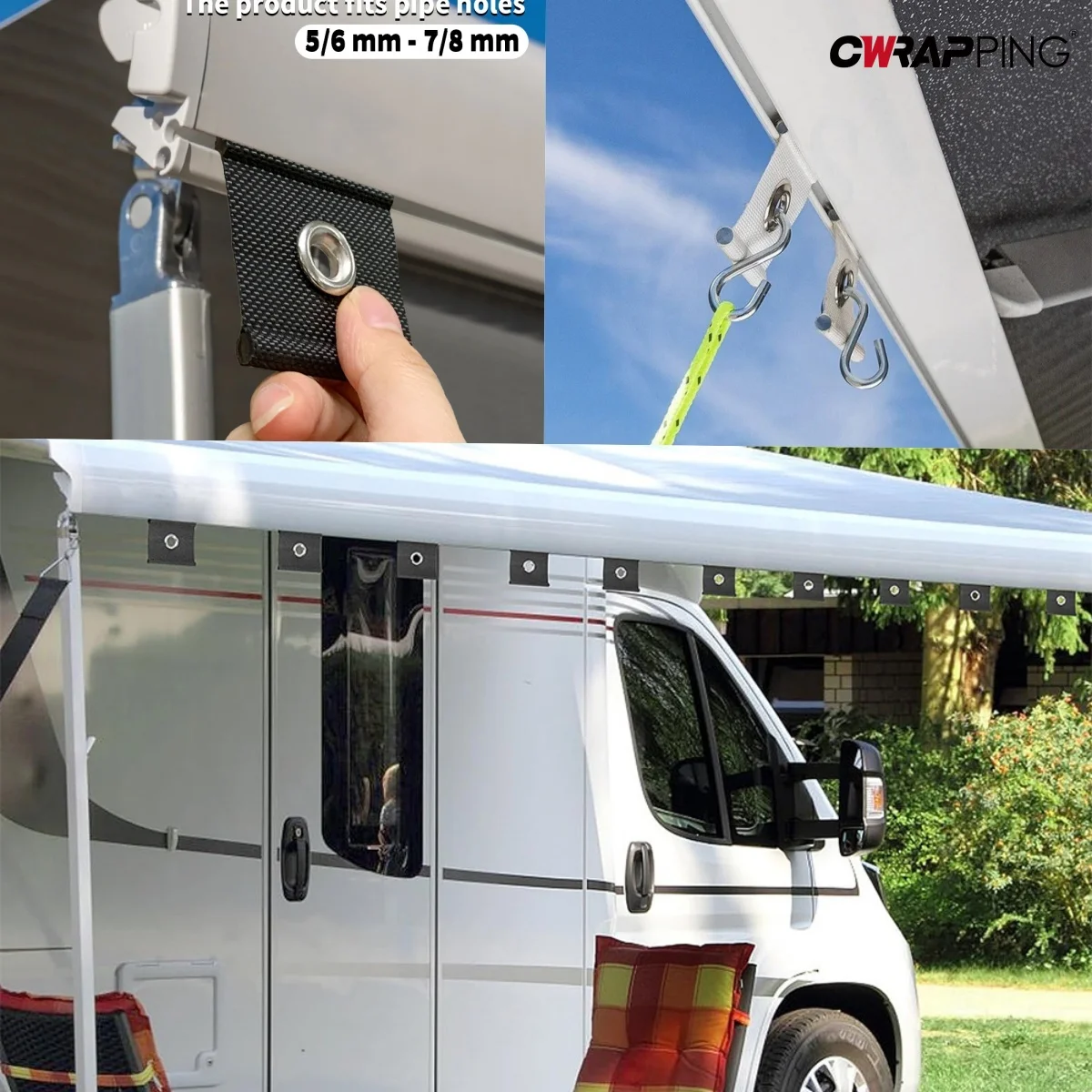 4/8/16pcs Universal Awning Clothes Hook Racks for RV Camper Caravan Party Light Holder White/Black RV Awnning Hook Accessories