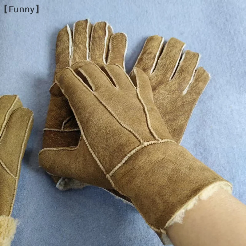 〔ตลก〕 ถุงมือหนังแกะแท้ ถุงมือหนาสำหรับฤดูหนาว ถุงมือสำหรับขี่จักรยานกลางแจ้ง