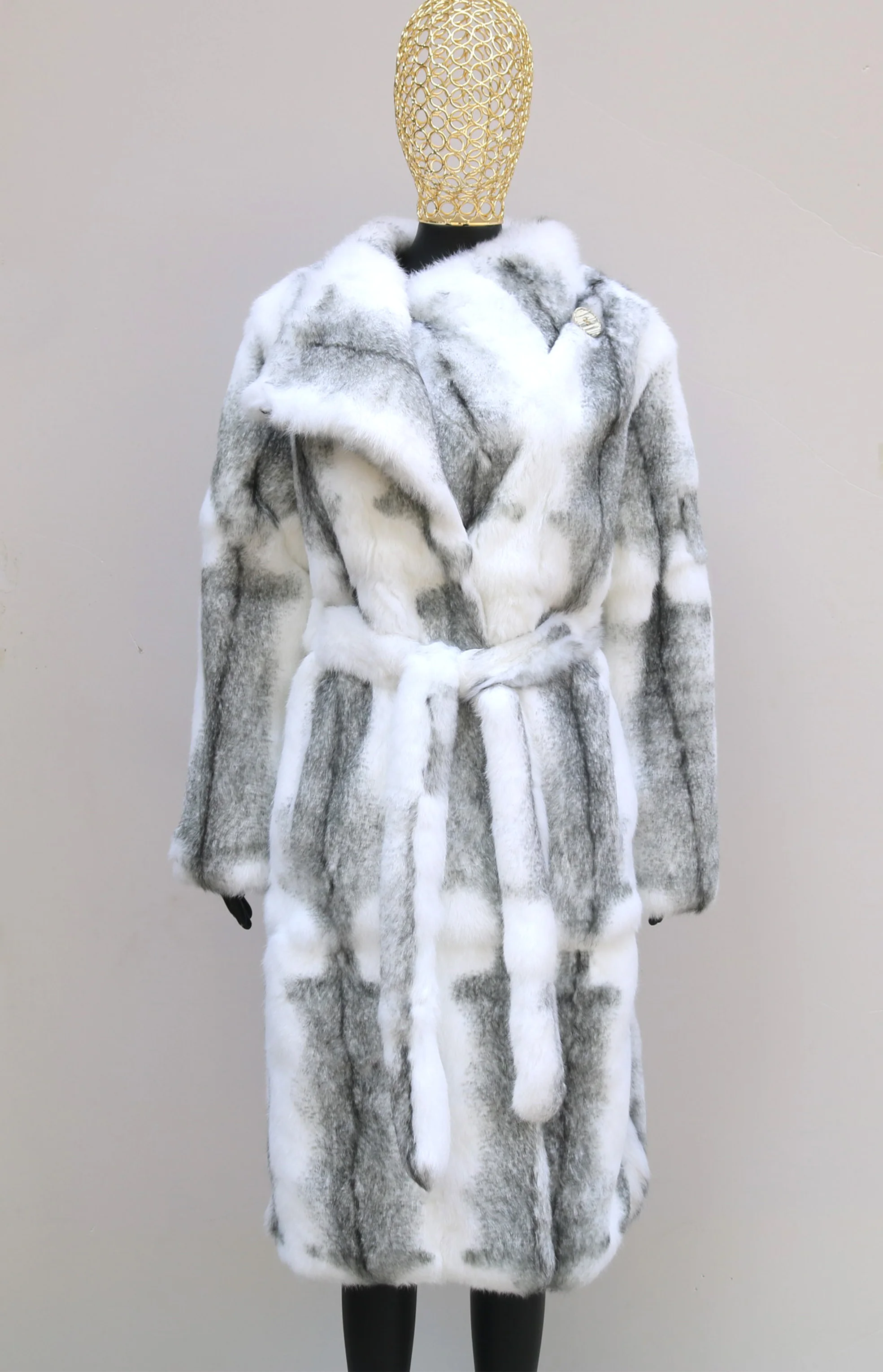 여성 진짜 토끼 모피 코트 긴 겨울 자켓 턴 다운 칼라 긴 소매 패션 따뜻한 streetwear 모피 오버 코트