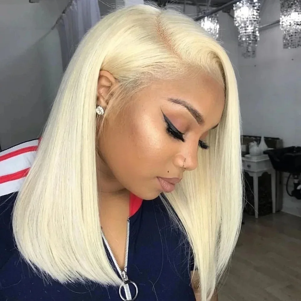 

613 Blonde Lace Front Wig Straight Short Bob Human Hair Wigs For Women 200 Density 8-16 Inch 13x4 13x6 HD Lace Frontal Wigs