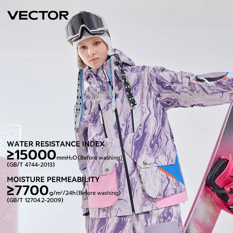 بدلة تزلج قطنية مكونة من قطعتين للجنسين من VECTOR مقاومة للرياح ومقاومة للماء للتزلج في الهواء الطلق وأنشطة الخريف/الشتاء