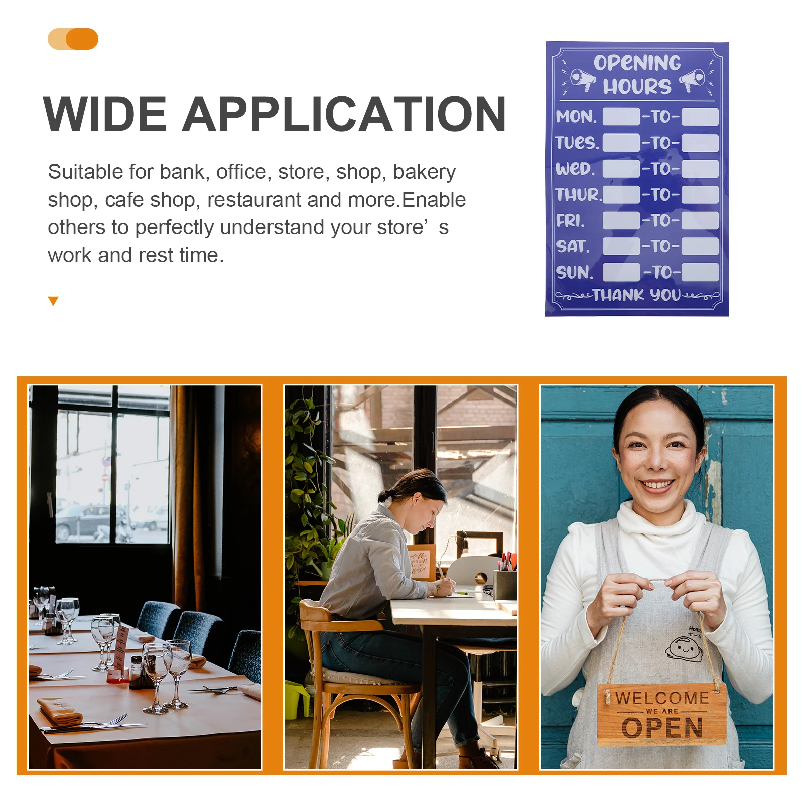Horas de negócios sinal pvc material regravável auto-adesivo abertura horas adesivos à prova de sol oilproof para lojas restaurantes bancos