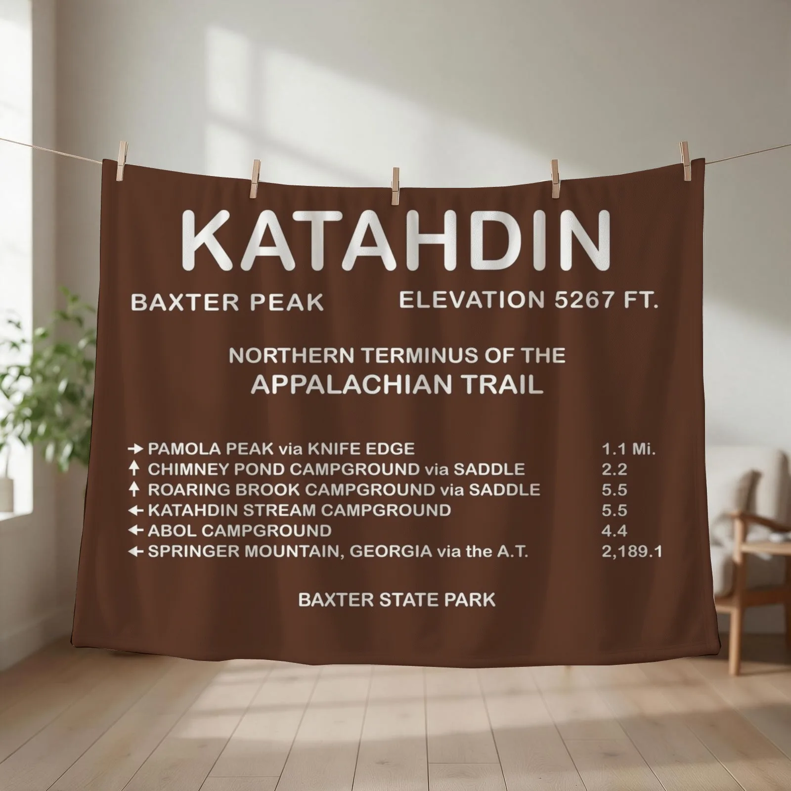Katahdin Summit Sign - Appalachian Trail Throw Blanket Kid'S Travel Decoratives Sleeping Bag Blankets