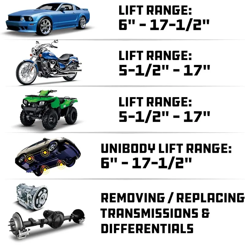 رافعة أرضية شديدة التحمل بطول 2 طن، وسادات رفع ثلاثية للسيارات والشاحنات، مع قفل أمان وأسفل ربط للاستخدام بنفسك والمرآب.
