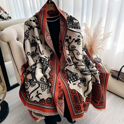 New Arabia Double Sided Tassel Scarf Mature Imitation Cashmere Warm Shawl Autumn Winter Office Coldproof Windproof Wrapped Scarf