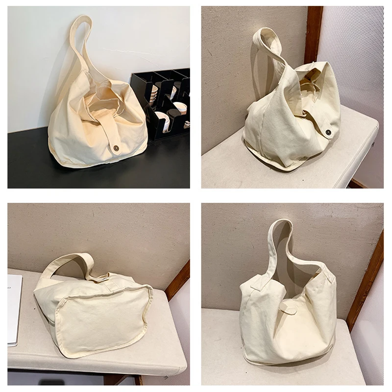 Canvas Bags For Women 2022 Solid Shoulder Bag Large Capacity Crossbody Bags Casual Shopping Eco Bag Korean Messenger Bag Y2K Sac