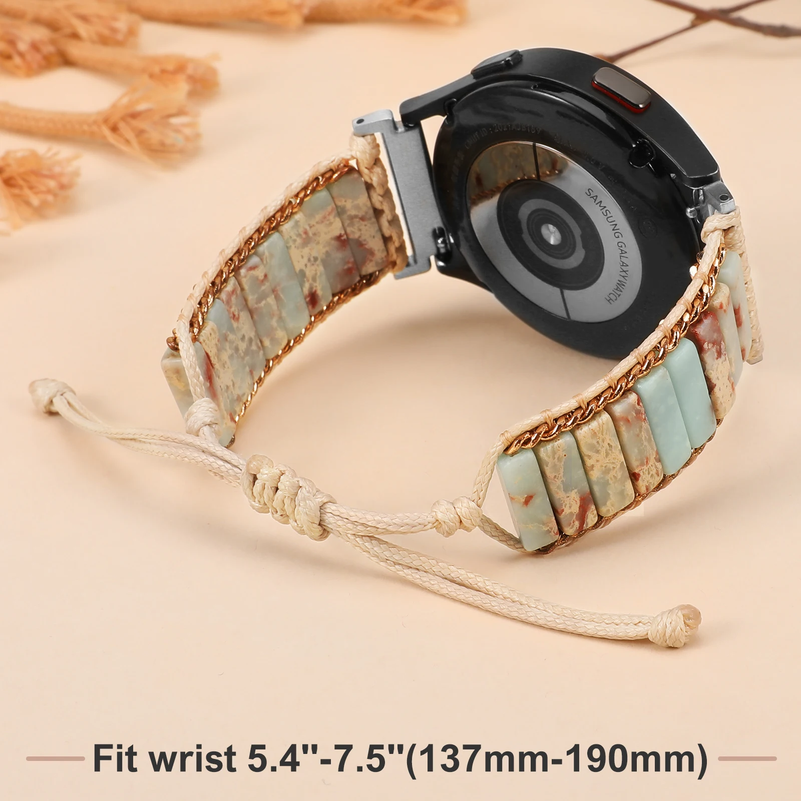 20mm Boho Stone Bracelet for Samsung Galaxy Watch 7 40mm 41mm /FE/6/5/4/3/Active 2 Watch 6 Classic/4 Classic Handmade Watch Band