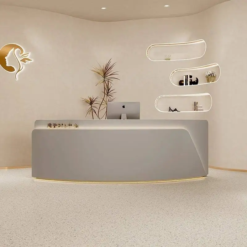 White Cheap Reception Desks Mini Hotels Wood Corner Modern Reception Desks Luxury Classic Mostrador Recepcion Office Furniture