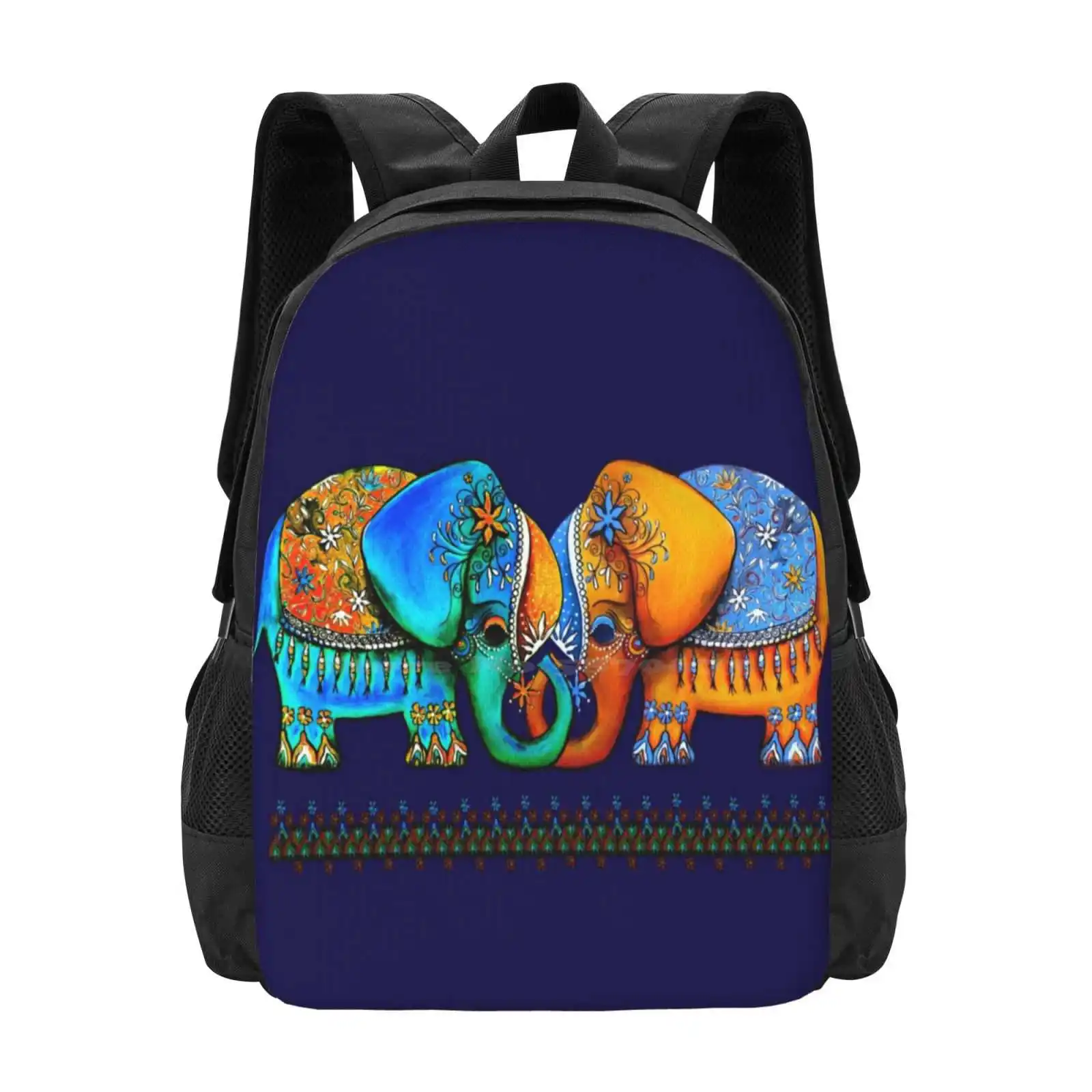 Littlest Elephant Love Fashion Pattern Design Travel Laptop School Backpack Bag Blue Animals Anniversary Engagement Karin