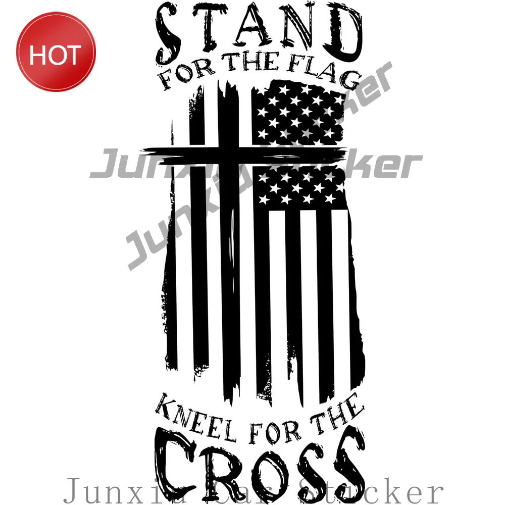 2 Pack Stand For The Flag Kneel For The Cross Weatherproof PVC Vinyl Sticker For Vehicle Window And Travel Case Decal