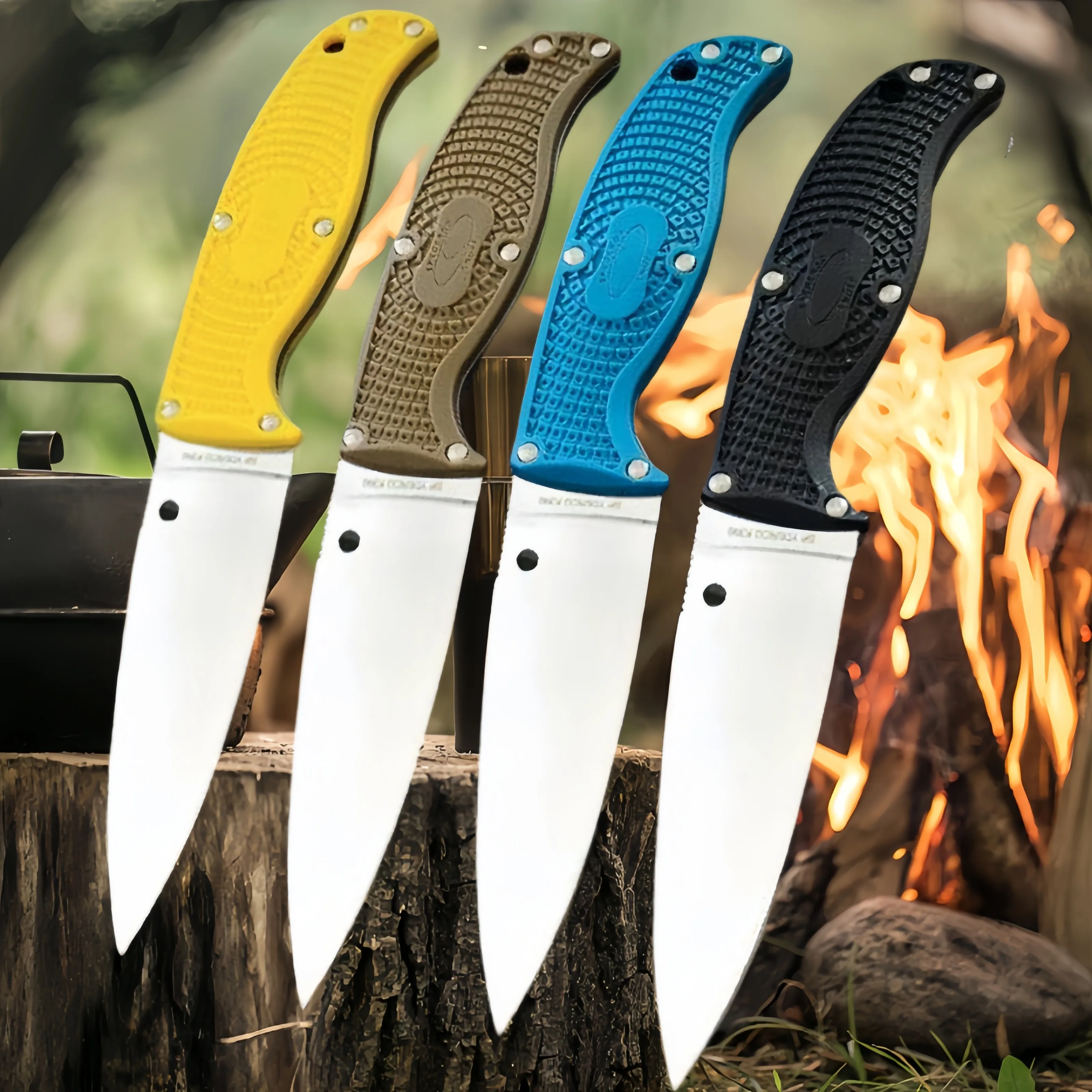 

Camping Survival Tactics And Hunting Handmade Olive Plastic Handle Fixed Blade Knife - A Premium Product For Outdoor Enthusiasts
