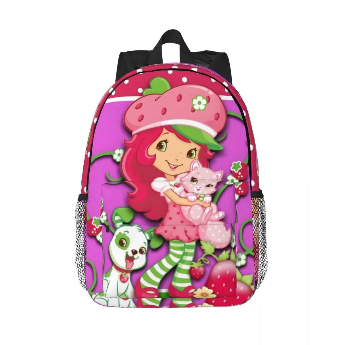Strawberry-ShortCake For Girls Boys Large Capacity Student Backpack Lightweight waterproof Backpack 15inch