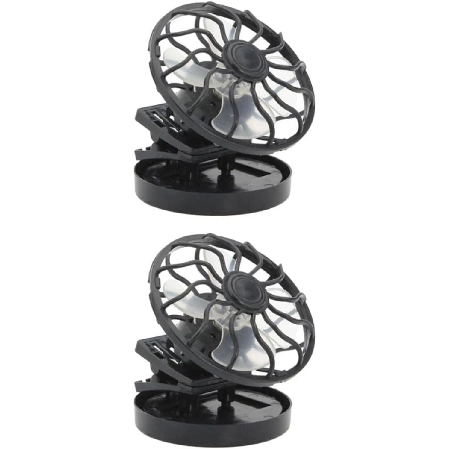 Paquete de 2 mini ventiladores con energía solar con clip, diámetro de 60 mm, color negro