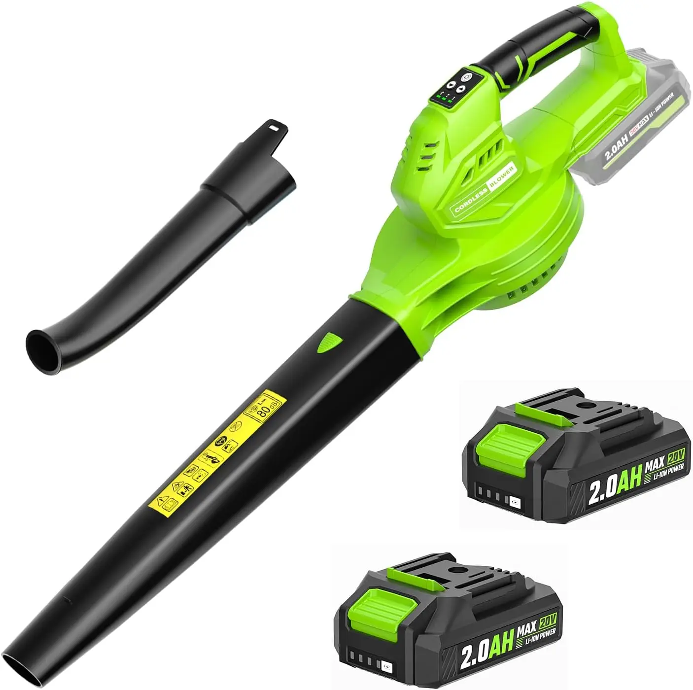 20V Cordless Leaf Blower with 2 Batteries & Charger, 350 CFM 150 MPH for Lawn Garden Cleaning