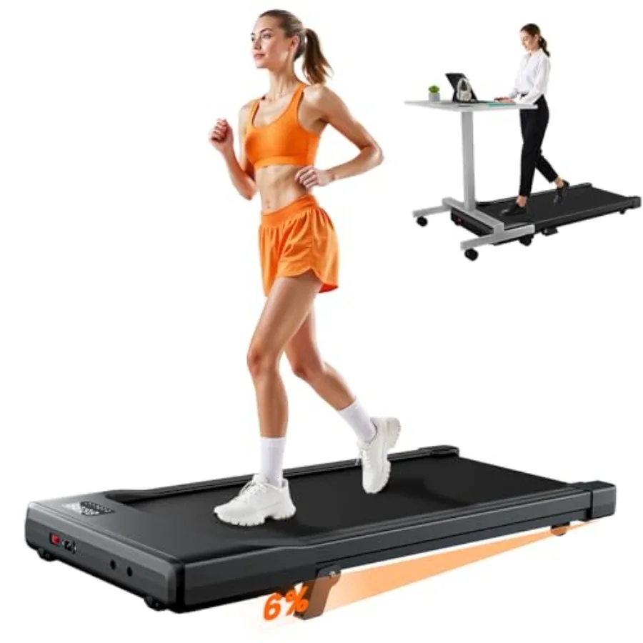 

Беговая дорожка Manual Incline Walking Pad 6 для дома и офиса, подстольная, 3-в-1, с бесшумным двигателем 2.5 л.с., LED-дисплеем, нагрузка до 136 кг, черная
