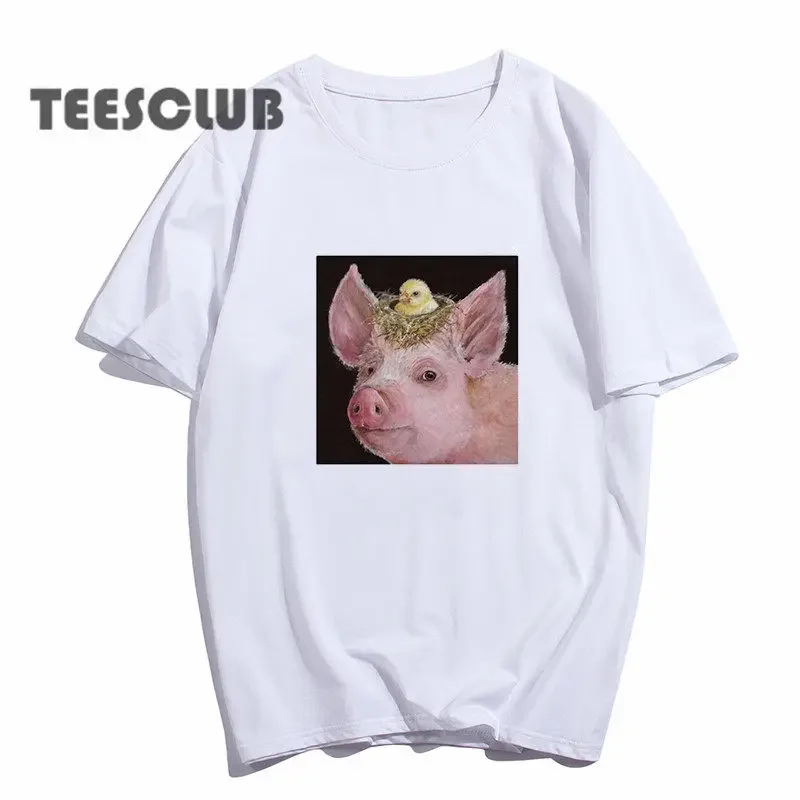 Cute Little Fragrant Pig Women T Shirt Summer Personalized Pig Print Children's and Adult Fashionable Casual Style T-shirt