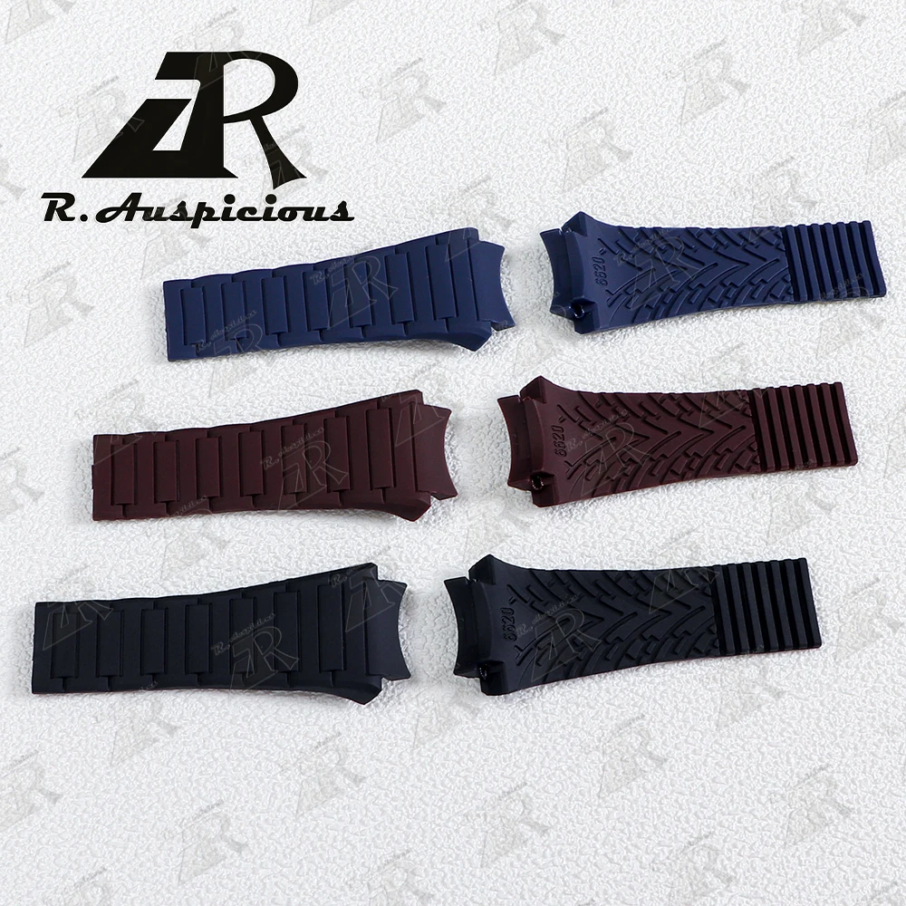 R.Auspicious Watch Accessories 23mm Rubber Strap For Porsche Design P6620 Series Watchband Silicone Sports Waterproof Bracelet