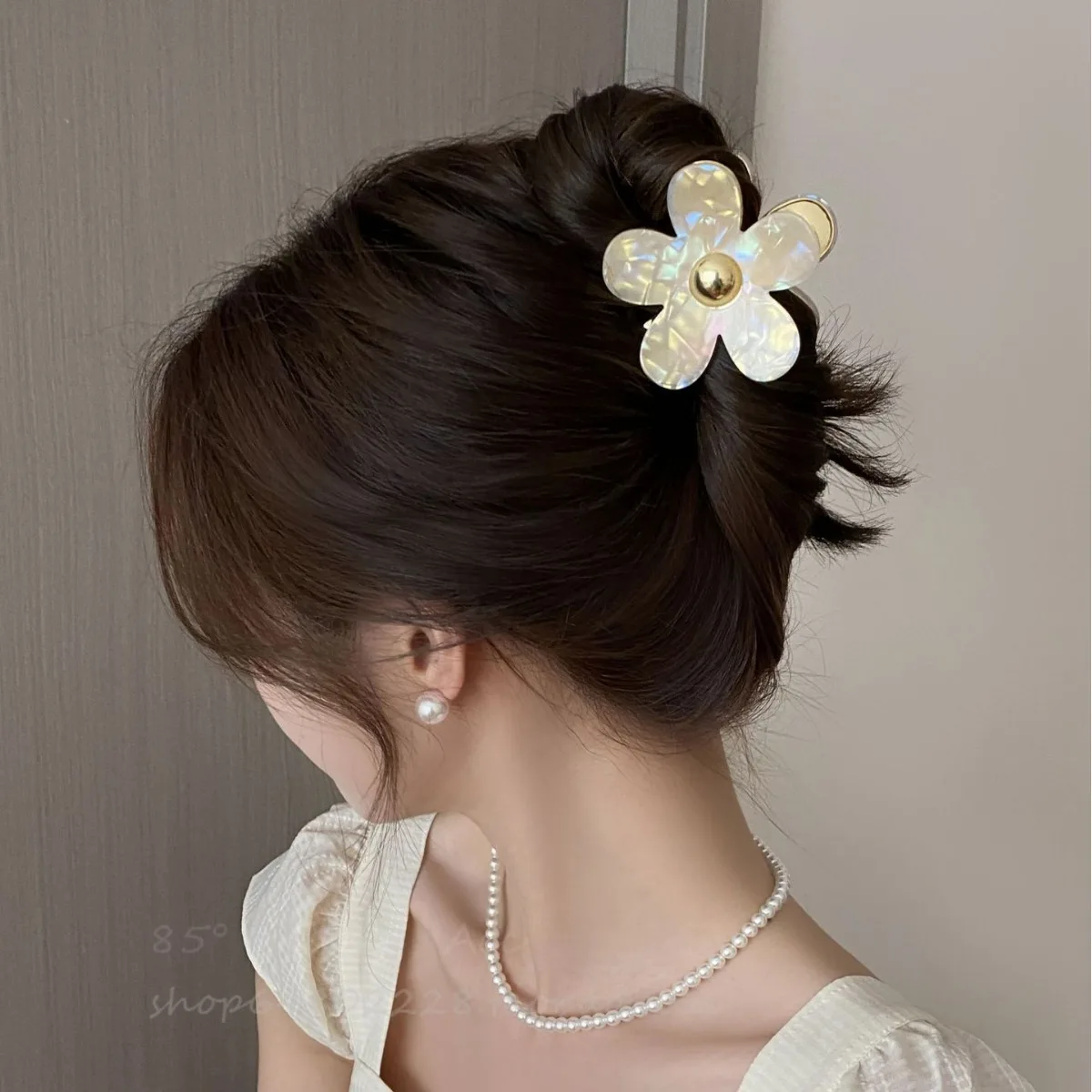 

6,5 см коготь для волос переливающийся металлический зажим с бабочкой и цветочным принтом элегантный аксессуар для женщин