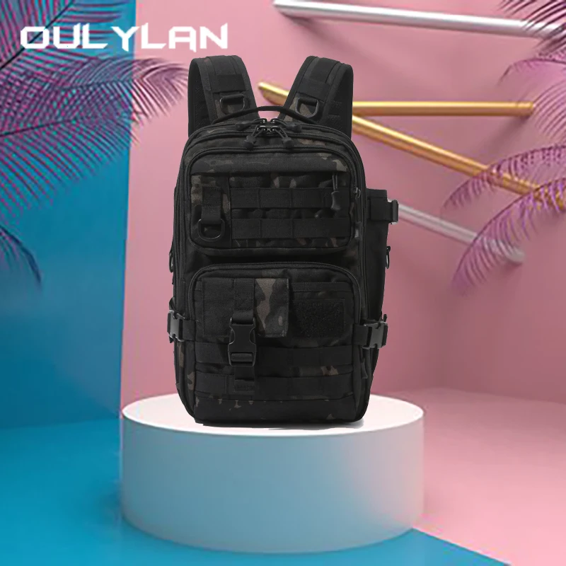 

Oulylan Large Fishing Tackle Storage Bag With Rod Holder 1000D Tactical Water Bottle Backpack Outdoor Fishing Gear Shoulder Bags