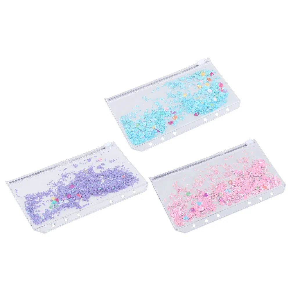 3 قطعة أكياس كيس بسحاب قوي بولي كلوريد الفينيل سميكة للغاية لتذاكر المستندات والعناصر المتنوعة جيوب الموثق حقيبة التخزين