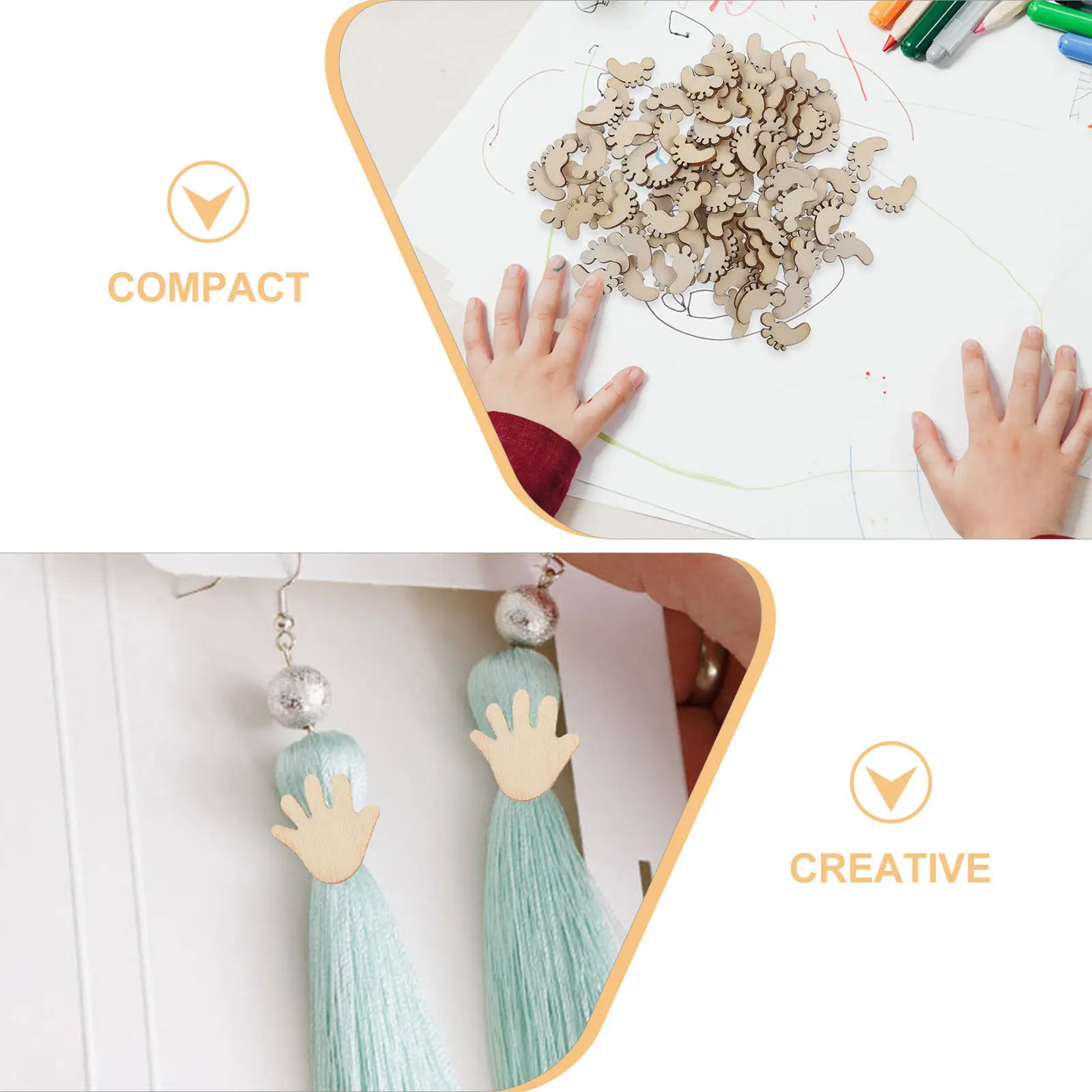 400Pcs Hand Foot Shaped Wooden Cutouts Unfinished Natural Wood Craft Blanks DIY Painting Decor Teaching Supplies